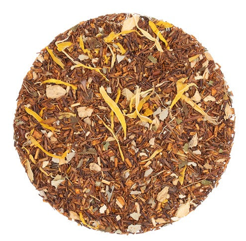 Rooibos tea blend with peach and ginger pieces