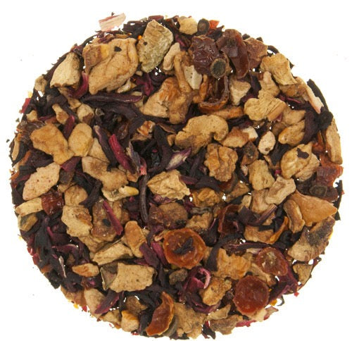 Caffeine-free Caramel Apple tea blend with creamy toffee notes
