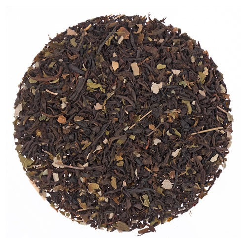 Loose black tea with mint and chocolate notes