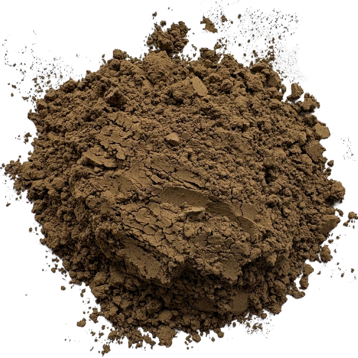 Hojicha powder on white background. 