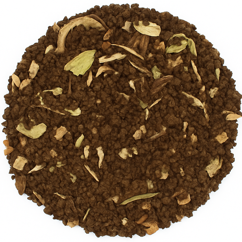 Masala Chai tea blend on white background.