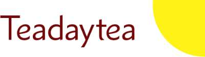 Logo with 'Teadaytea' text and a yellow circle on a white background
