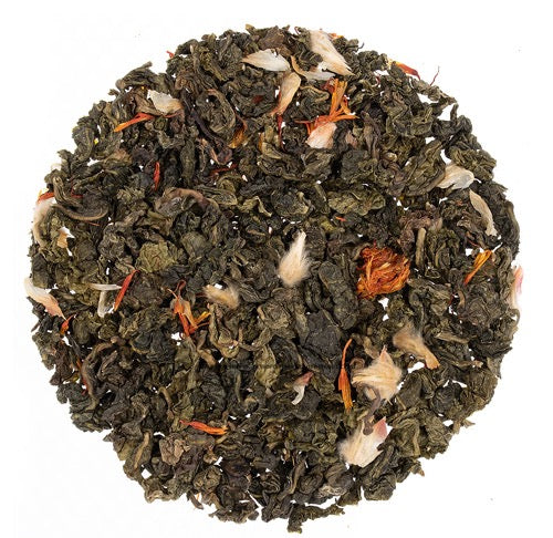 Loose leaf oolong tea with papaya and plum petals