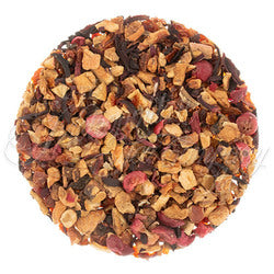 Teadaytea Hibiscus Rose premium organic loose-leaf herbal tea blend featuring vibrant red hibiscus petals mixed with dried rosehips and sweet apple pieces.